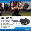 imageUS Weight 105 Pound Barbell Weight Set for Home Gym Adjustable Weight Set with Two Dumbbell Bars and Full 6 Ft Bar Black