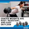 imageUS Weight 105 Pound Barbell Weight Set for Home Gym Adjustable Weight Set with Two Dumbbell Bars and Full 6 Ft Bar Black
