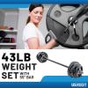 imageUS Weight 43 LB Barbell Weight Set for Home Gym with 55 padded Bar Adjustable Weights for Exercise Lifting and to Build Muscle
