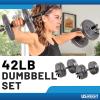 imageUS Weight Adjustable 42LB Dumbbell Set with Spring Clips 14quot Knurled Bars  Made in USA Essential Home Gym Equipment for Strength Training