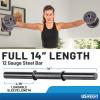 imageUS Weight Adjustable 42LB Dumbbell Set with Spring Clips 14quot Knurled Bars  Made in USA Essential Home Gym Equipment for Strength Training