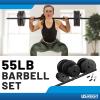 imageUS Weight Barbell Set for home gym workout  Made in USA Essential Home Gym Equipment for Strength Training55LB