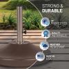 imageUS Weight Fillable 120lb Capacity Commercial Free Standing Umbrella Base Heavy Duty Umbrella Base with Wheels Fillable Patio Umbrella Base Outdoor Stand Made in The USABronze