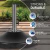 imageUS Weight Fillable 120lb Capacity Commercial Free Standing Umbrella Base Heavy Duty Umbrella Base with Wheels Fillable Patio Umbrella Base Outdoor Stand Made in The USABlack
