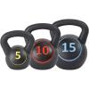 imageUS Weight Plastic Kettlebell Set  5 10 and 15 Pound Kettlebells