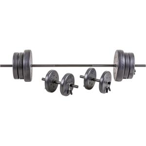 imageUS Weight 105 Pound Barbell Weight Set for Home Gym Adjustable Weight Set with Two Dumbbell Bars and Full 6 Ft Bar Black
