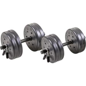 imageUS Weight Adjustable 42LB Dumbbell Set with Spring Clips 14quot Knurled Bars  Made in USA Essential Home Gym Equipment for Strength Training