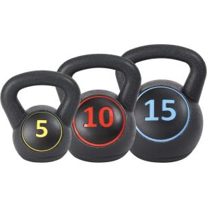 imageUS Weight Plastic Kettlebell Set  5 10 and 15 Pound Kettlebells