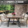 imageUS Weight  26lb Cast Stone Patio Umbrella Base  Durable and WeatherResistant Adjustable Outdoor Base  Interlocking Circle Design Bronze