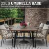imageUS Weight  Cast Stone Patio Umbrella Base 22lb Wicker Pattern  Durable WeatherResistant Patio Umbrella Base  Made in the USA  Bronze