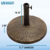 imageUS Weight  Cast Stone Patio Umbrella Base 22lb Wicker Pattern  Durable WeatherResistant Patio Umbrella Base  Made in the USA  Bronze