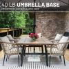 imageUS Weight 40 Pound Umbrella Base  Weighted Umbrella base For Use With Patio Table  Heavy Duty Base 4 Stem Accommodates 115 Pole Sizes  BronzeWhite