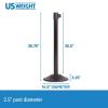 imageUS Weight Black Heavy Duty Premium Steel Stanchion with Black 75Foot Retractable Belt 2 packB Steel Caution