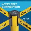 imageUS Weight Black Heavy Duty Premium Steel Stanchion with Black 75Foot Retractable Belt 2 packCaution