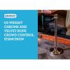 imageUS Weight Premier Chrome Post and Black Velvet Rope Crowd Control Stanchion SystemChrome Stanchion