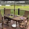 imageUS Weight Premium 50 Pound Prefilled Umbrella Base for Patio Table  Heavy Duty Adjustable Umbrella Stand with Stainless Steel Stem for Outdoor Patio Umbrellas  Made in The USA  BronzeWhite
