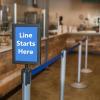 imageUS Weight Premium Silver Steel Stanchion with 75Foot Retractable BeltBlue