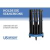 imageUS Weight Rover Stanchion Cart Kit  6 US Weight Black unfilled Base ChainBoss Stanchions with CartBlack Premium Steel Stanchions  Black Belt  Filled Base
