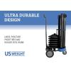 imageUS Weight Rover Stanchion Cart Kit  6 US Weight Black unfilled Base ChainBoss Stanchions with CartBlack Premium Steel Stanchions  Black Belt  Filled Base