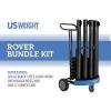 imageUS Weight Rover Stanchion Cart Kit  6 US Weight Black unfilled Base ChainBoss Stanchions with CartBlack Premium Steel Stanchions  Black Belt  Filled Base