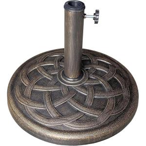 imageUS Weight  26lb Cast Stone Patio Umbrella Base  Durable and WeatherResistant Adjustable Outdoor Base  Interlocking Circle Design Bronze