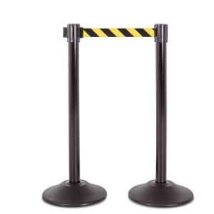 imageUS Weight Black Heavy Duty Premium Steel Stanchion with Black 75Foot Retractable Belt 2 packB Steel BlackYellow