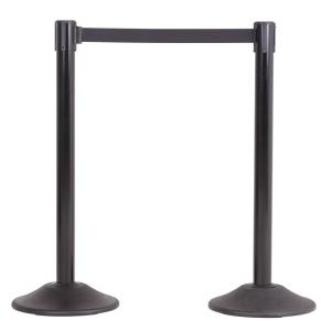 imageUS Weight Black Heavy Duty Premium Steel Stanchion with Black 75Foot Retractable Belt 2 packBlack