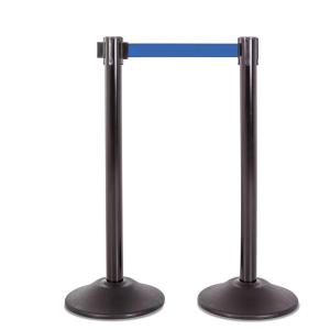 imageUS Weight Black Heavy Duty Premium Steel Stanchion with Black 75Foot Retractable Belt 2 packBlue