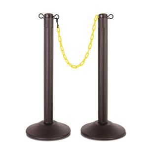 imageUS Weight ChainBoss Black Stanchion With 10 of Black Plastic Chain  Fillable BaseYellow