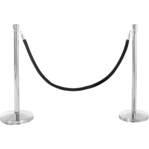 imageUS Weight Premier Chrome Post and Black Velvet Rope Crowd Control Stanchion SystemChrome Stanchion