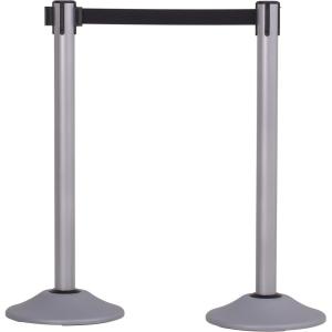 imageUS Weight Premium Silver Steel Stanchion with 75Foot Retractable BeltBlack
