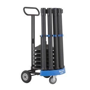 imageUS Weight Rover Stanchion Cart Kit  6 US Weight Black unfilled Base ChainBoss Stanchions with CartBlack Sentry Stanchions  Black Belt  Filled Base