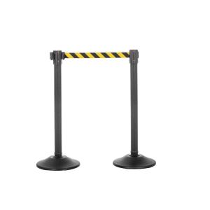 imageUS Weight Sentry Plus Stanchion with Safety Chevron YellowBlack Retractable Belt 2PackBlackYellow