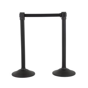 imageUS Weight Sentry Stanchion with Retractable Belt Easy Connect Assembly Black 65 Belt 2 PackCaution