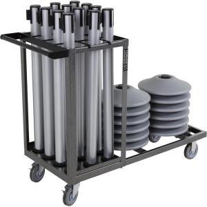 imageUS Weight Statesman Stanchion Cart Kit with 12 Premium Black Steel Stanchions and CartSilver