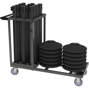 imageUS Weight Statesman Stanchion Cart Kit with 12 Premium Black Steel Stanchions and CartStanchion Cart Kit